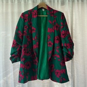 Vintage Green Floral Blazer. Made in Italy